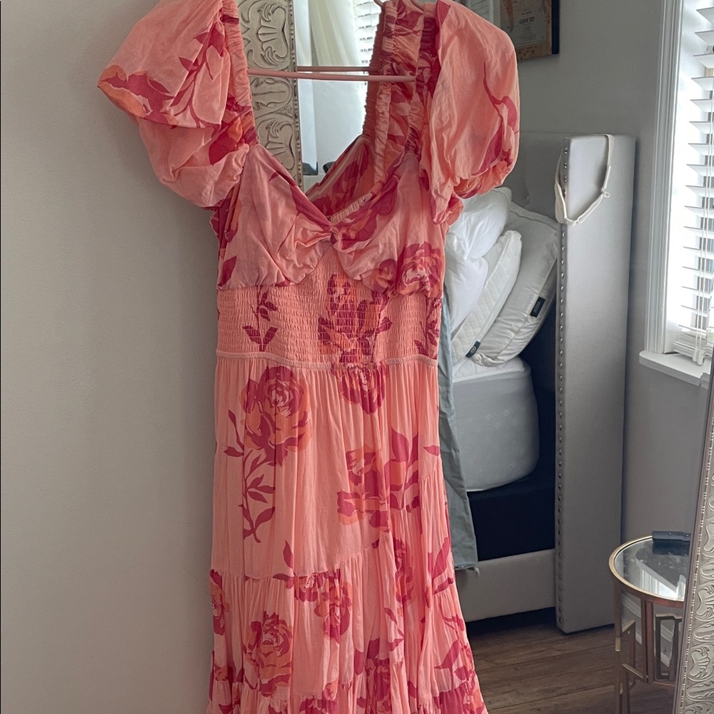 Free People Coral Floral Maxi Dress